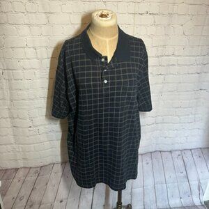Men's Preppy Golf Polo checkered plaid pattern Size XL